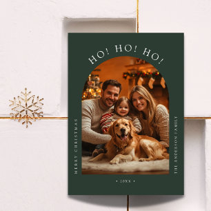 Cartes Pour Fêtes Annuelles Famille de chiens Photo d'arche Drôle Ho Ho Ho Noë