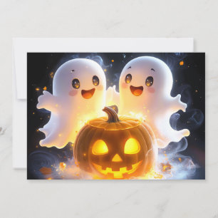 Cartes Pour Fêtes Annuelles Famille de fantômes mignons d'Halloween Citrouille