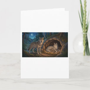 Cartes Pour Fêtes Annuelles Famille de loups