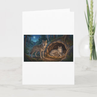 Cartes Pour Fêtes Annuelles Famille de loups