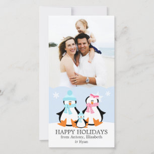 Cartes Pour Fêtes Annuelles Famille de manchots