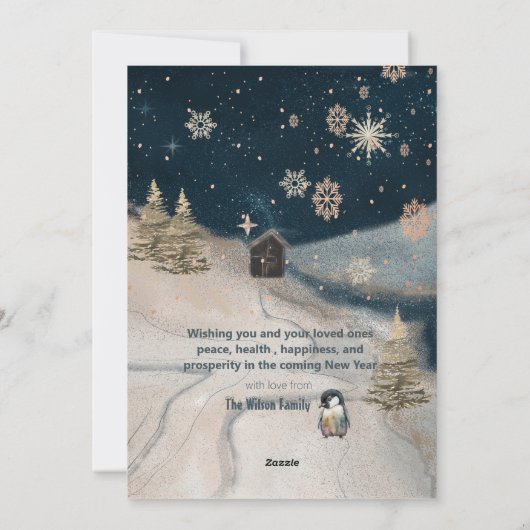 Cartes Pour Fêtes Annuelles Famille de manchots heureux (Dos)