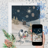 Cartes Pour Fêtes Annuelles Famille de manchots heureux