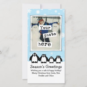 Cartes Pour Fêtes Annuelles Famille de manchots mignons Noël Votre Photo