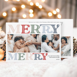 Cartes Pour Fêtes Annuelles Famille de Noël brillante 4 photos