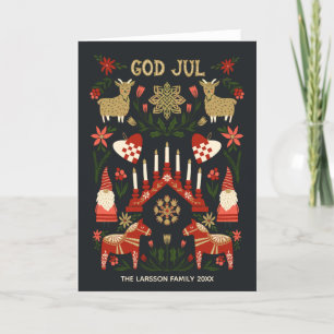 Cartes Pour Fêtes Annuelles Famille de Noël de Dieu Jul Scandi