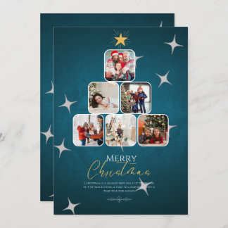 Cartes Pour Fêtes Annuelles Famille de Noël Joyeux Bleu