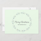 Cartes Pour Fêtes Annuelles Famille de Noël simple et simple Mint Green (Devant / Derrière)