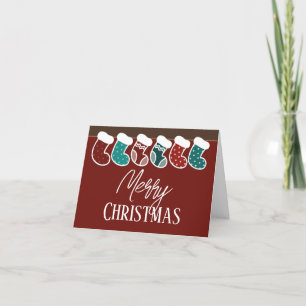 Cartes Pour Fêtes Annuelles Famille de Noël simple moderne avec les bas