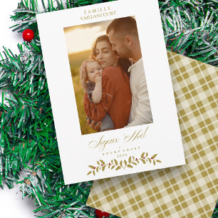 Cartes Pour Fêtes Annuelles Famille de photo de Noël chic élégant moderne fran