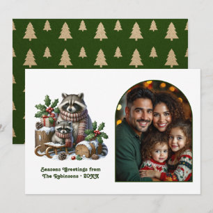 Cartes Pour Fêtes Annuelles Famille de Raton Laveur de la Forêt Cosy Noël