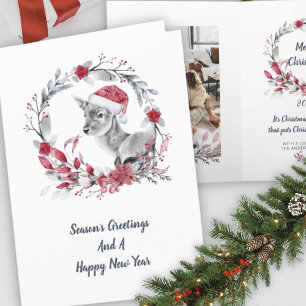 Cartes Pour Fêtes Annuelles Famille de Reindeer mignonne Une photo Joyeux Noël