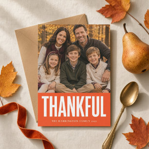 Cartes Pour Fêtes Annuelles Famille de Thanksgiving reconnaissante et audacieu