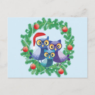 Cartes Pour Fêtes Annuelles Famille des hiboux de Noël