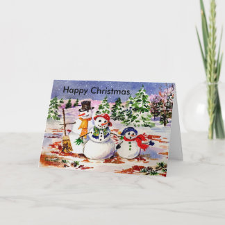 Cartes Pour Fêtes Annuelles Famille des neiges Joyeux Noël