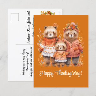 Cartes Pour Fêtes Annuelles Famille des ours Bon thanksgiving