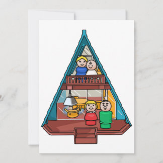 Cartes Pour Fêtes Annuelles Famille Des Petits Gens Dans Leur Maison A-Frame