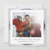 Cartes Pour Fêtes Annuelles Famille d'hiver Festive Parties scintillant argent (Devant)