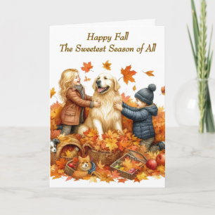 Cartes Pour Fêtes Annuelles Famille Heureuse Nostalgique d'Automne