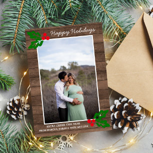Cartes Pour Fêtes Annuelles Famille Joyeuses Vacances Noël Pregnant Photo