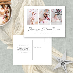Cartes Pour Fêtes Annuelles Famille minimaliste 3 Photos Joyeux Noël