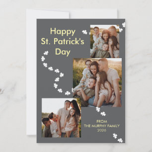 Cartes Pour Fêtes Annuelles Famille moderne de la Saint-Patrick à 3 photos Trè