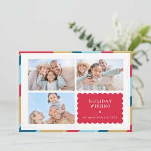 Cartes Pour Fêtes Annuelles FAMILLE MULTI PHOTO moderne mignon frontière géomé