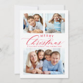 Cartes Pour Fêtes Annuelles FAMILLE MULTI PHOTO traditionnel joyeux Noël rouge (Devant)