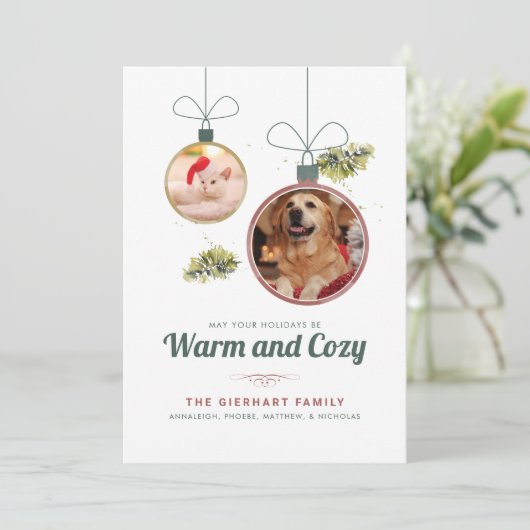 Cartes Pour Fêtes Annuelles Famille Noël Animaux de compagnie Photo Collage Mo (Debout devant)