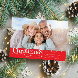 Cartes Pour Fêtes Annuelles FAMILLE NOËL PHOTO stylisée typographie rouge