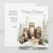 Cartes Pour Fêtes Annuelles Famille Otter de Noël (Devant / Derrière)