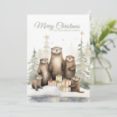 Cartes Pour Fêtes Annuelles Famille Otter de Noël (Debout devant)