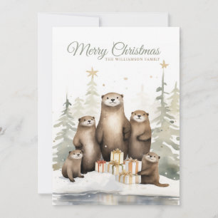 Cartes Pour Fêtes Annuelles Famille Otter de Noël