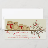 Cartes Pour Fêtes Annuelles Famille Owl (Devant / Derrière)