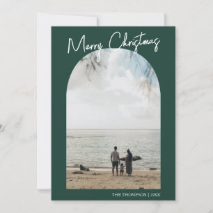 Cartes Pour Fêtes Annuelles Famille photo Joyeux Noël Vert Arche