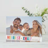 Cartes Pour Fêtes Annuelles FAMILLE PHOTO moderne coloré typographie superposi (Debout devant)