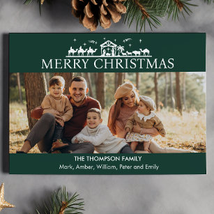 Cartes Pour Fêtes Annuelles Famille Photo Simple Nativité Noël religieux