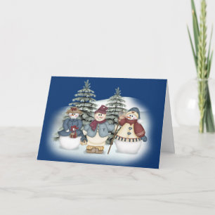 Cartes Pour Fêtes Annuelles Famille Snowman