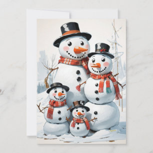 Cartes Pour Fêtes Annuelles Famille Snowman : Salutation de Noël