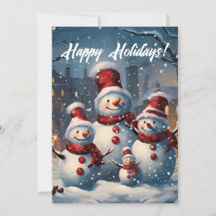 Cartes Pour Fêtes Annuelles Famille Snowman souriante