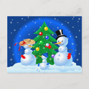 Cartes Pour Fêtes Annuelles Famille Snowmen Amusement