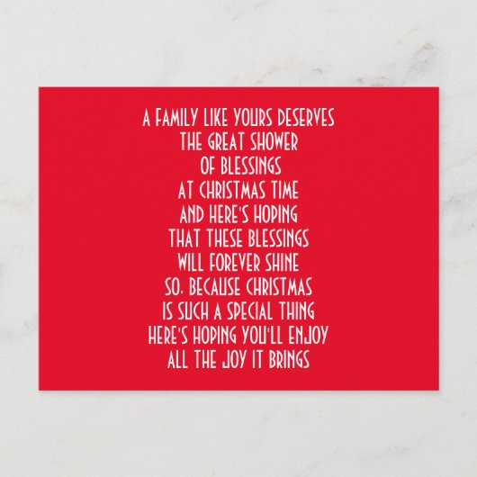 CARTES POUR FÊTES ANNUELLES FAMILLE SPÉCIALE À NOËL (Devant)