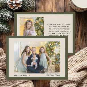 Cartes Pour Fêtes Annuelles Famille Verte Moderne Photo Joyeuses Fêtes