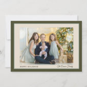 Cartes Pour Fêtes Annuelles Famille Verte Moderne Photo Joyeuses Fêtes (Devant)