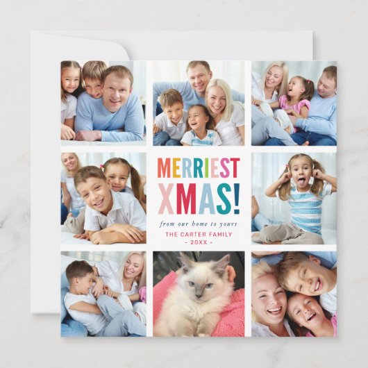 Cartes Pour Fêtes Annuelles FAMILY HOLIDAY multi 8 photo fun modern squares (Devant)
