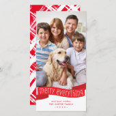Cartes Pour Fêtes Annuelles FAMILY PHOTO merry everything ribbon red (Devant / Derrière)