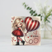 Cartes Pour Fêtes Annuelles Fancy Little dessin Saint Valentin fille avec ball (Debout devant)