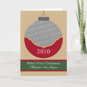 Cartes Pour Fêtes Annuelles Fancy Ornament First Christmas Grey Card