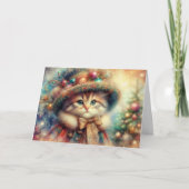 Cartes Pour Fêtes Annuelles Fancy Victorian Chat Christmas Tree Bible Verset (Devant)