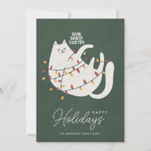 Cartes Pour Fêtes Annuelles Fantaisie Chat Feux de Noël Joyeux Joyeux Joyeux J